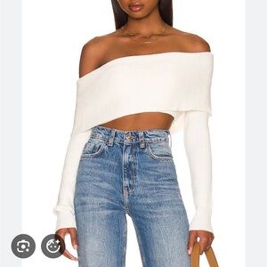 Superdown off the shoulder white sweater